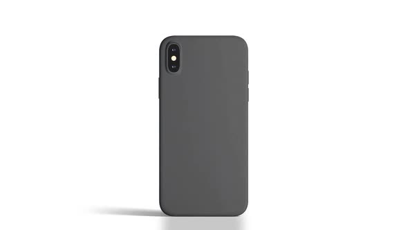 Blank black phone with matte case rotation, isolated alt