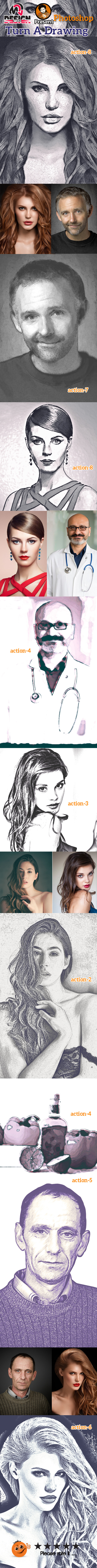 Turn A Drawing Action - Actions Photoshop