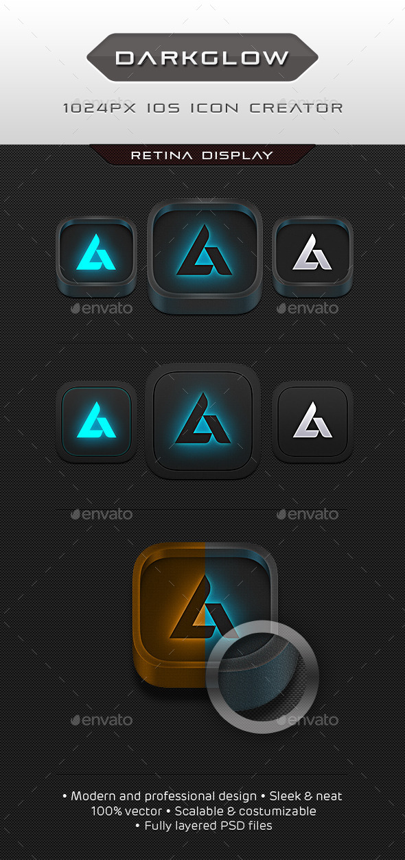 Dark Glow Icon Creator - Technology Icons
