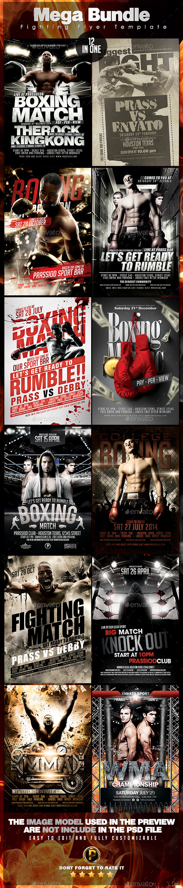 Mega Bundle 12 In 1 Fighting Flyer Template - Sports Events