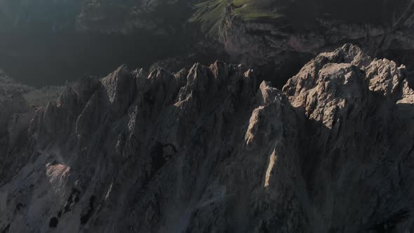 Aerial View of Mountain Range Near Passo Gardena Valley in Dolomites, Italy