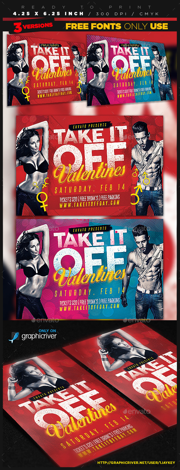 Take It Off Valentines Flyer