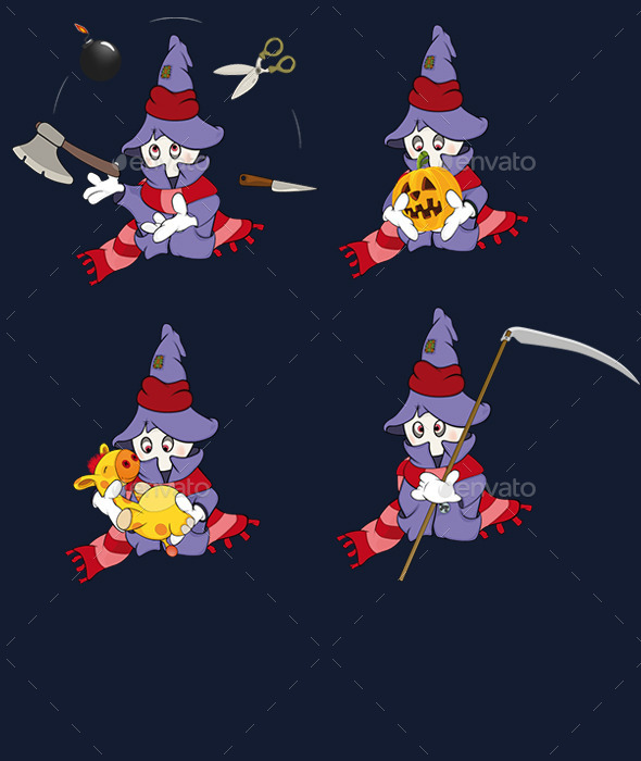 Set of Ghosts Cartoons - Halloween Seasons/Holidays