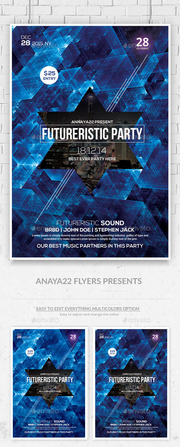Electro Futuristic Flyer Template PSD - Clubs & Parties Events