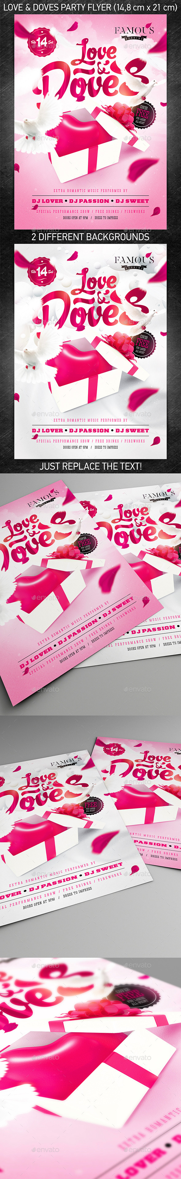 Love & Doves Party Flyer - Holidays Events