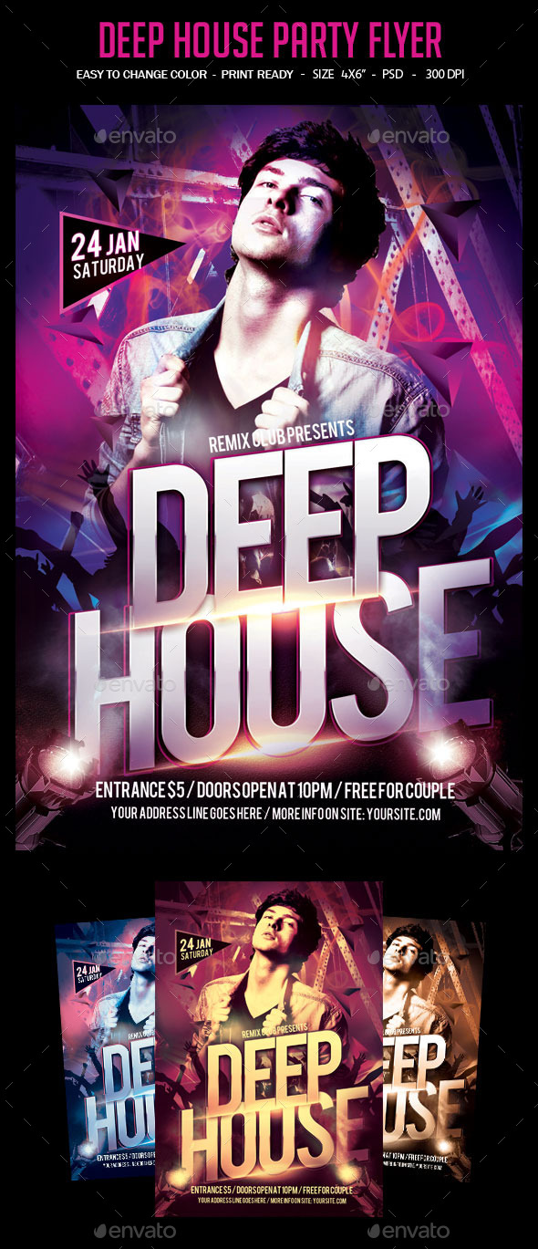 Deep House Party Flyer - Clubs & Parties Events