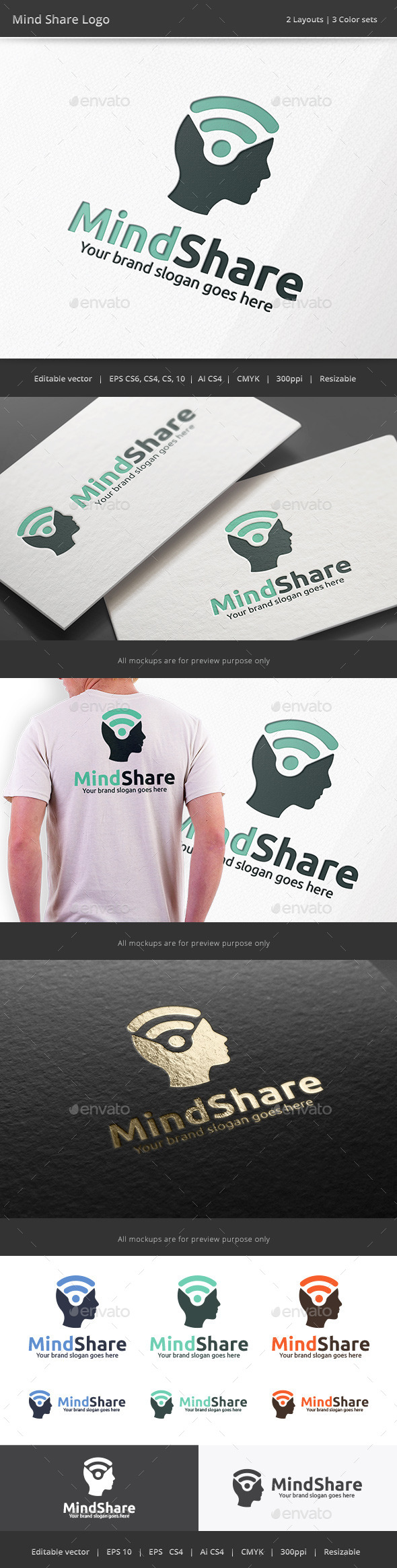 Mind Share Head Logo - Vector Abstract