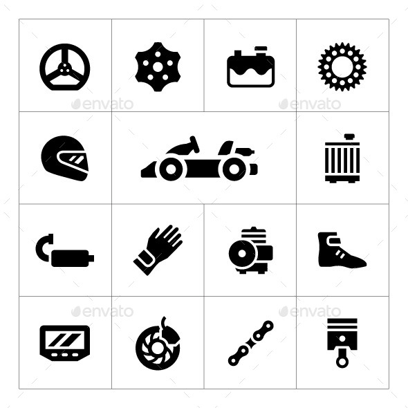 Set Icons of Karting - Man-made objects Objects