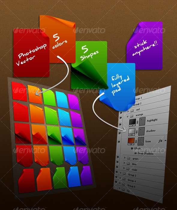 vibrant sticky notes - Miscellaneous Web Elements