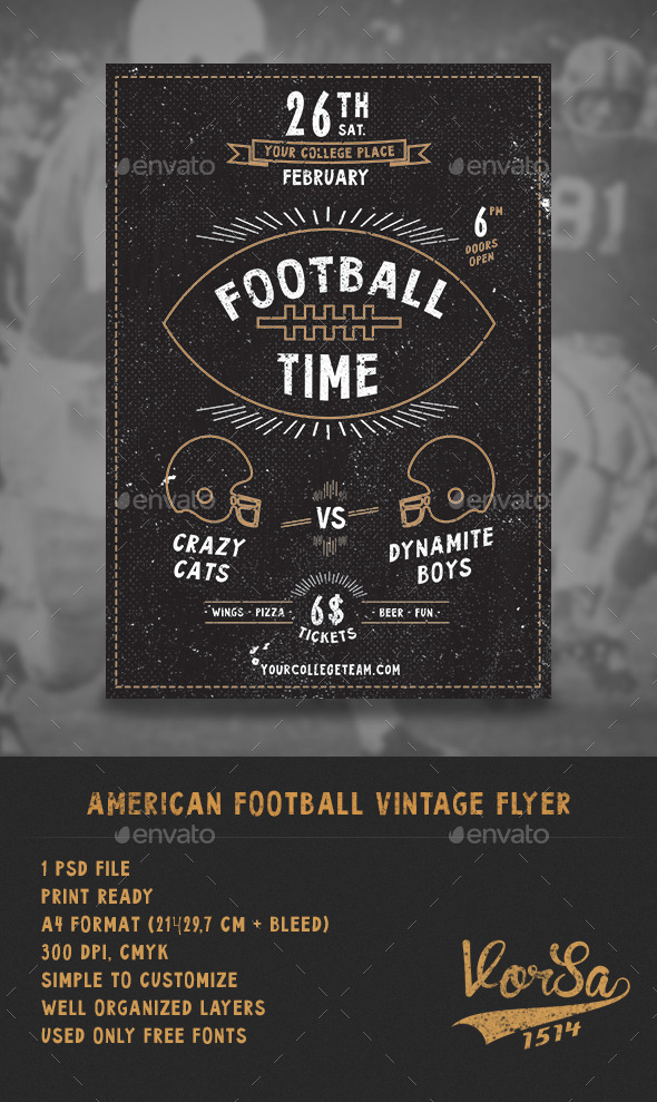 American Football Vintage Flyer - Sports Events