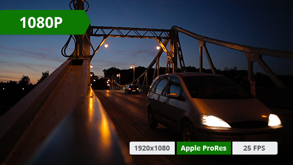 Driving Over Renewed Bridge in Night