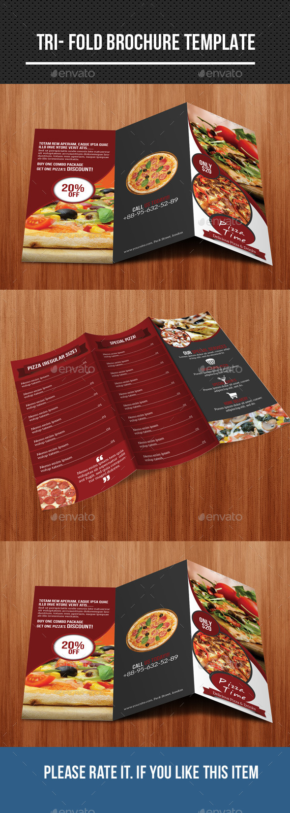 Food Menu Tri Fold Brochure - Food Menus Print Templates