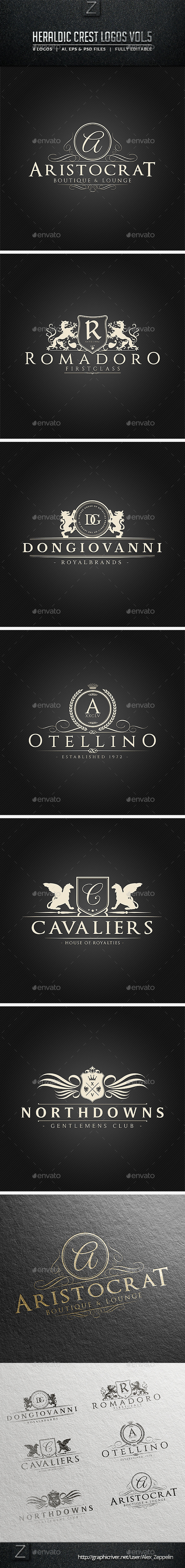 Heraldic Crest Logos Vol.5 - Badges & Stickers Web Elements