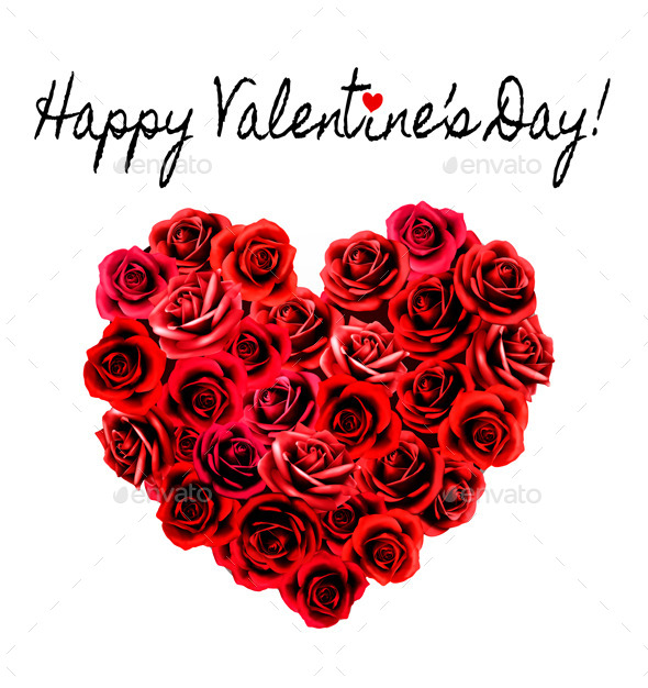 Valentines Day Background Heart Made of Roses - Valentines Seasons/Holidays