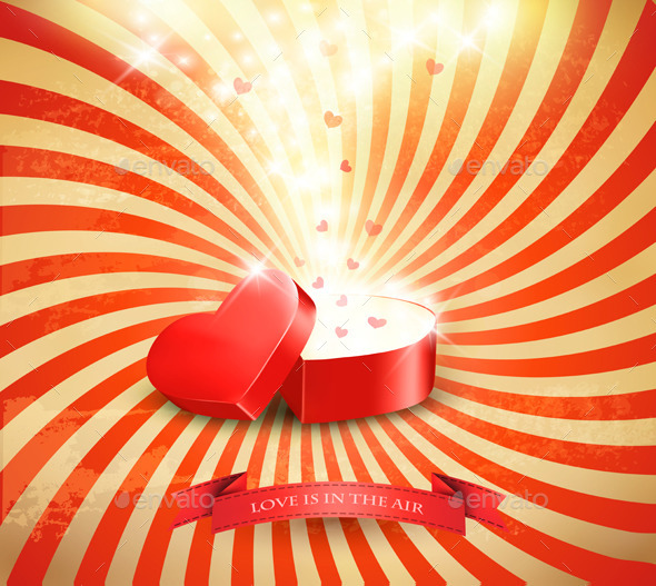 Valentines Day Background with an Open Red Box - Valentines Seasons/Holidays