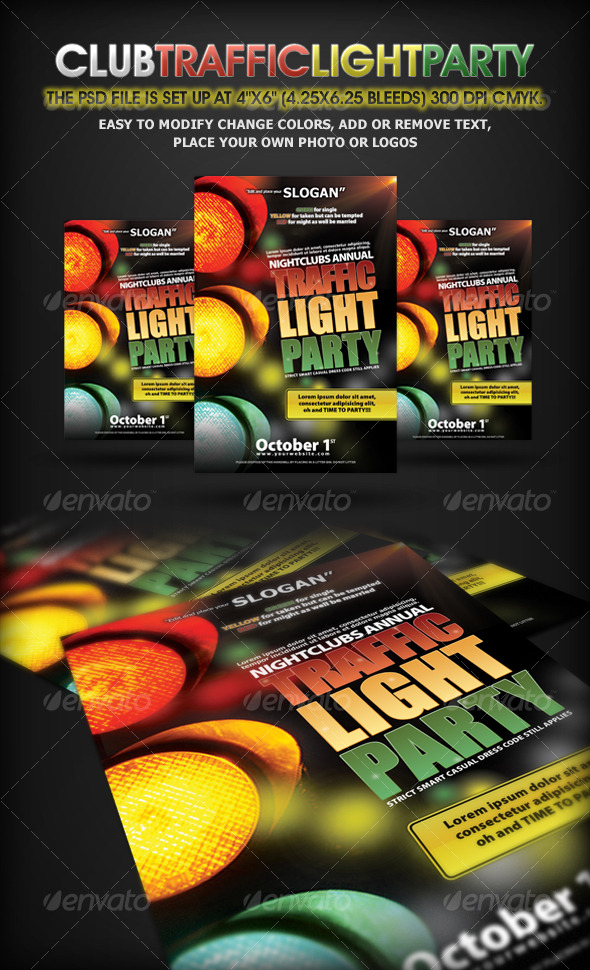 Traffic Light Party Nightclub Flyer - Clubs & Parties Events