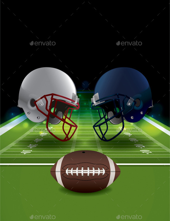 Vector American Football Helmets Clashing - Sports/Activity Conceptual