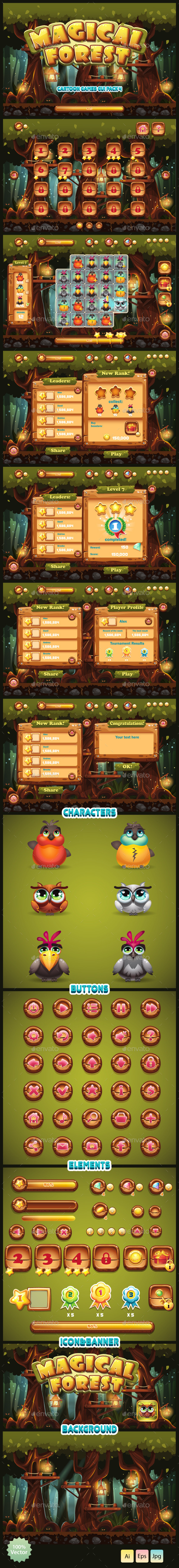 GUI Magical Forest - Game Kits Game Assets
