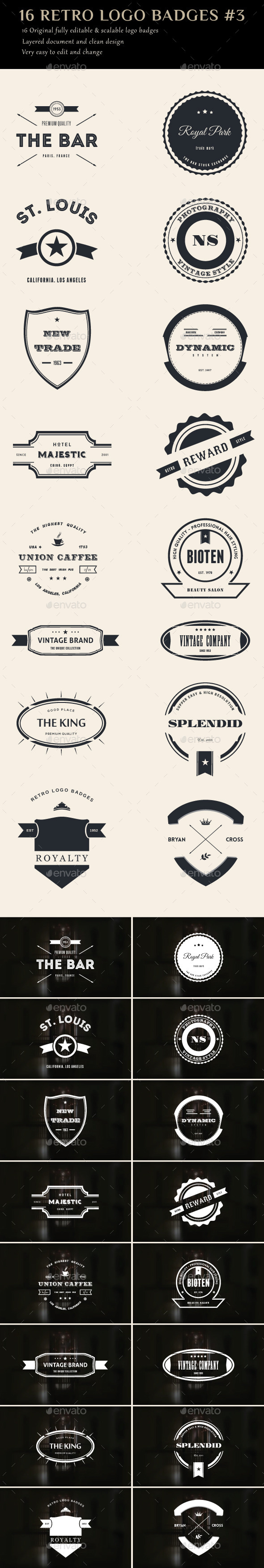 16 Retro Logo Badges #3 - Badges & Stickers Web Elements