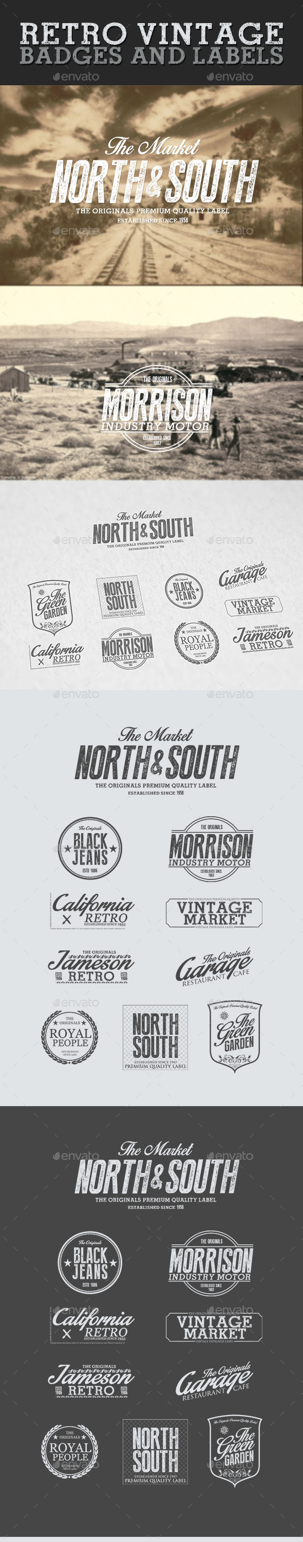 Retro Vintage Badges and Labels - Badges & Stickers Web Elements