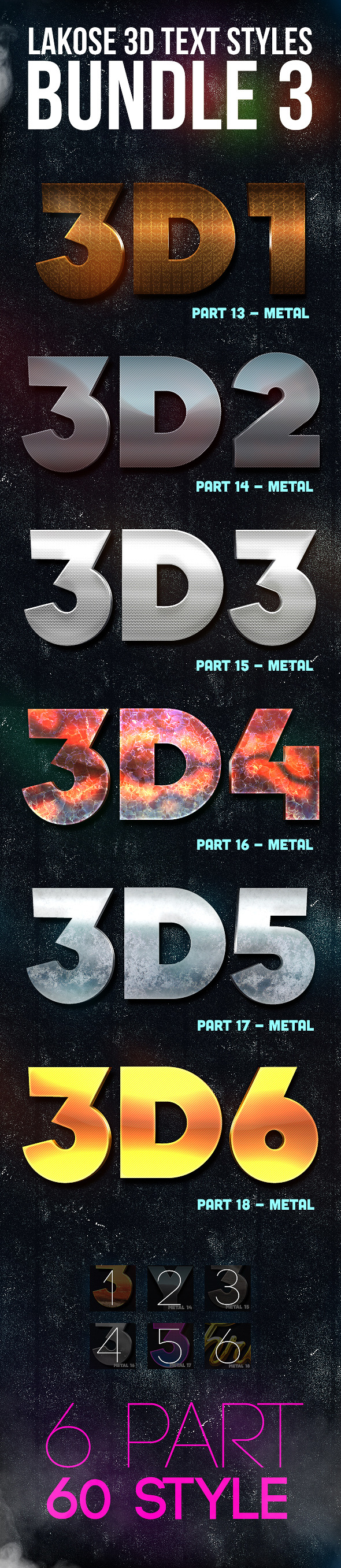 Lakose 3D Text Styles Bundle 3 - Text Effects Styles