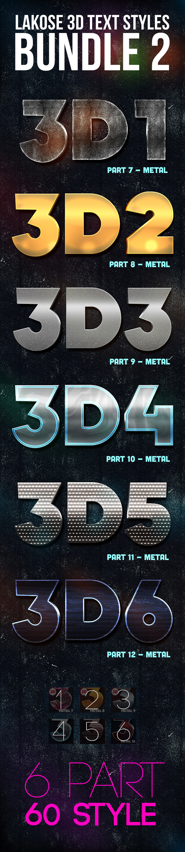 Lakose 3D Text Styles Bundle 2 - Text Effects Styles