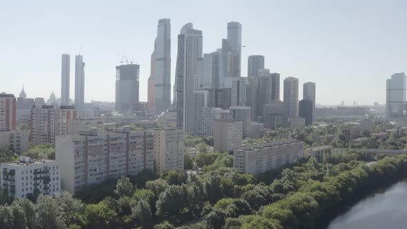 View of the Famous Business centerMoscowCity Across the River at Dawn alt