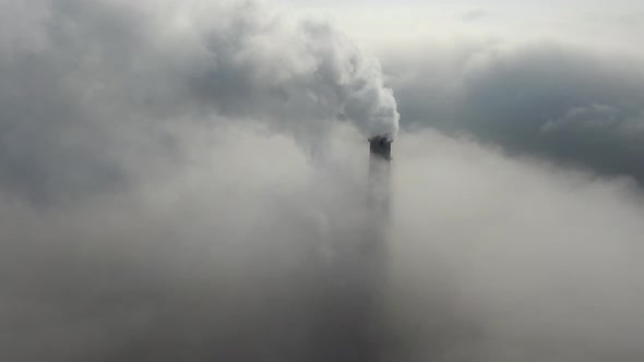 Single Cooling Tower In The Fog
