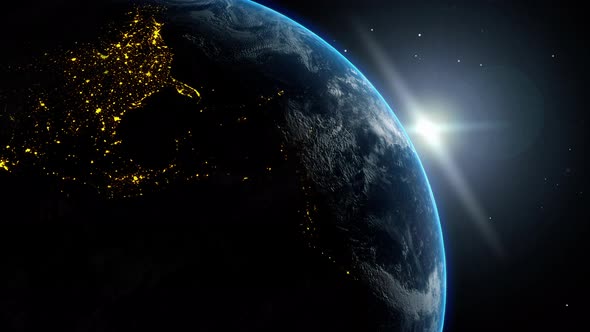 Day to Night Time Change on Planet Earth in Galaxy alt