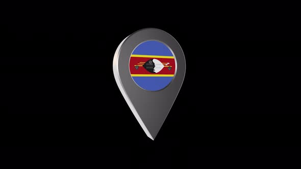 3d Animation Map Navigation Pointer With Eswatini Flag With Alpha Channel  - 4K alt