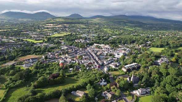 Kenmare town County Kerry Ireland drone aerial view alt