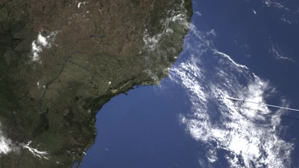 Route of a Commercial Plane Flying to Campinas Brazil alt