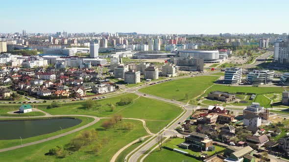 View From the Height of the Drozdy District and the Minsk Sports Complex Minsk Arena in Minsk
