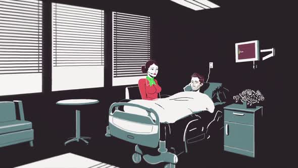 Abstract dying man lying on a bed in the hospital  alt