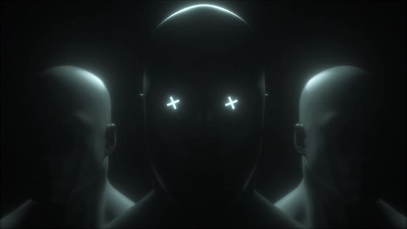 Human Head with Neon in Eyes alt