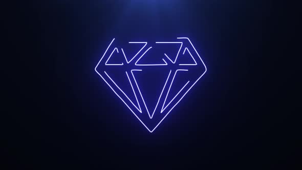 Blue Neon Symbol Diamond Animation