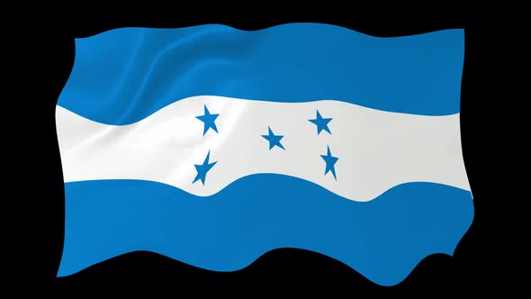 Honduras Flag Wave Motion Black Background