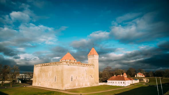 Kuressaare, Saaremaa, Estonia. Time-lapse Time Lapse Timelapse Episcopal Castle In Sunset alt