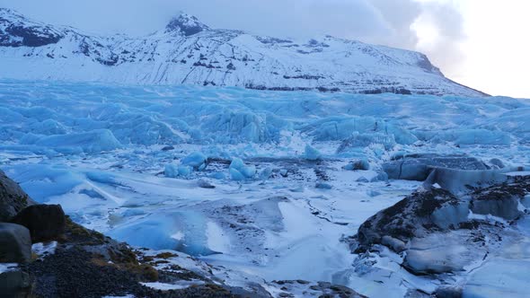 Iceland View of Giant Blue Glacier Ice Chunks in Winter 5