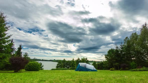 Camping Over Lake Looped Video Time Lapse.