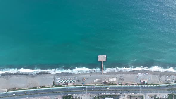 Colorful Panorama over the city Aerial View 4 K Alanya Turkey alt