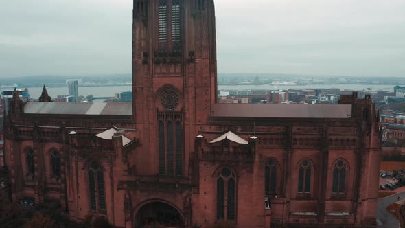 Aerial View of the Liverpool Cathedral or Cathedral Church of Christ alt