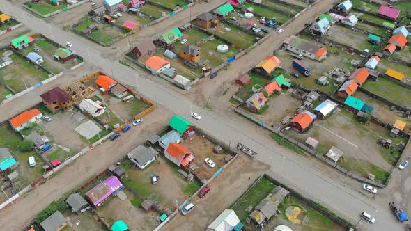Aerial View of City Landscape of Colorful Houses in Mongolia alt