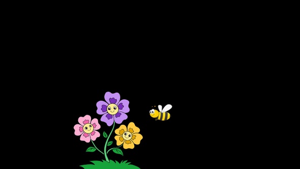 Honey Bee vs Flowers  Happy Dance Cartoon Animation