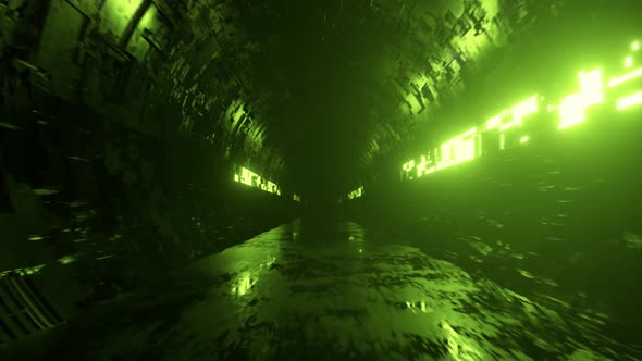 Endless Flight in a Futuristic Metal Corridor alt