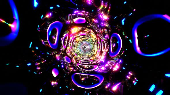 HD loop 3D animation. Abstract neon lines move in space. Futuristic background. Neon traffic