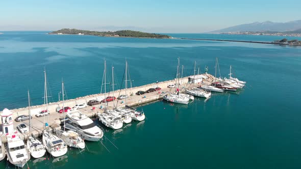 Various drone shots in beautiful Urla, Izmir - the third largest city in Turkey. Blue waters of the alt