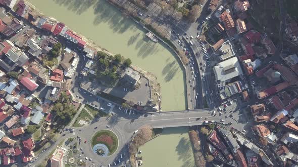 Aerial view of Old Tbilisi. Metekhi bridge. Georgia alt