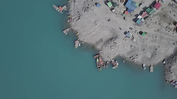Beautiful tourist place and blue water lake, attabad lake in gilgit baltistan, Pakistan alt