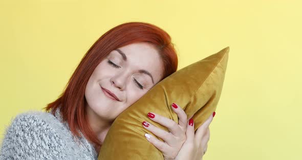 Woman Hugged the Pillow and Sleeps